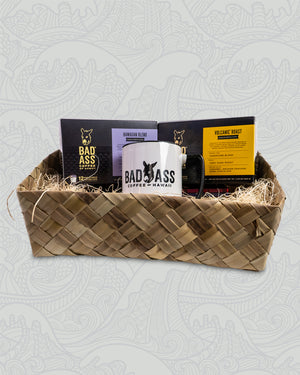 Rise & Shine Gift Basket | Signature Volcanic™, 10% Hawaiian Blend, & Two Tone Mug