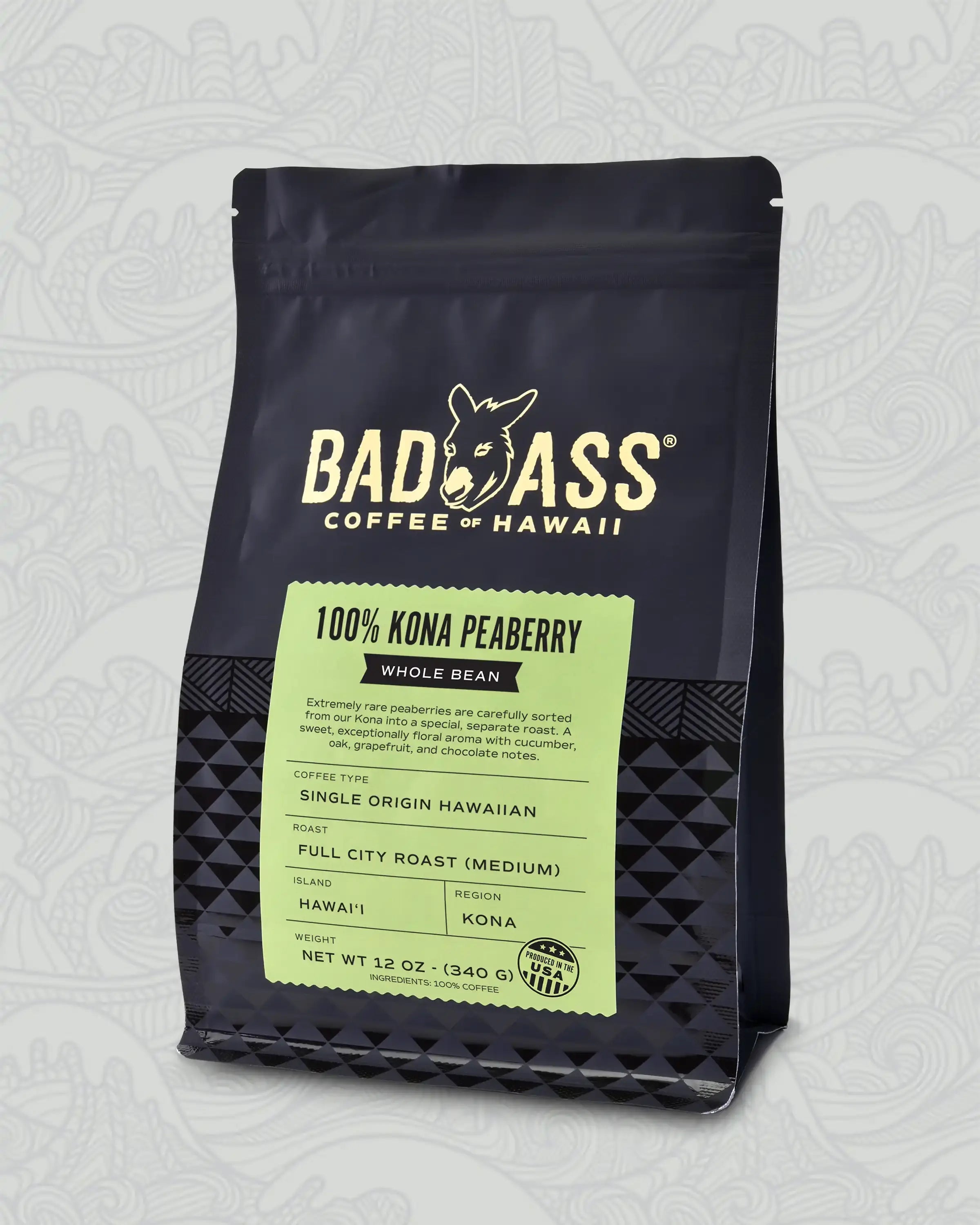 100% Kona Peaberry - Medium Roast | Bad Ass Coffee of Hawaii
